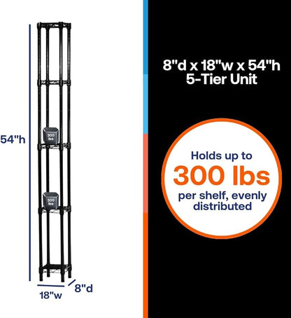 Shelving Inc. 8" d x 18" w x 54" h Black Wire Shelving - Image 2