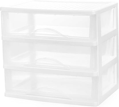 BYCY Plastic Stackable Storage 3 Drawers, Easily Assemble by BYCY