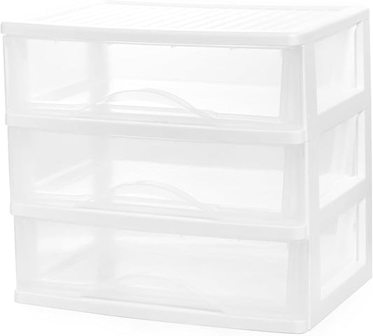 BYCY Plastic Stackable Storage 3 Drawers, Easily Assemble by BYCY