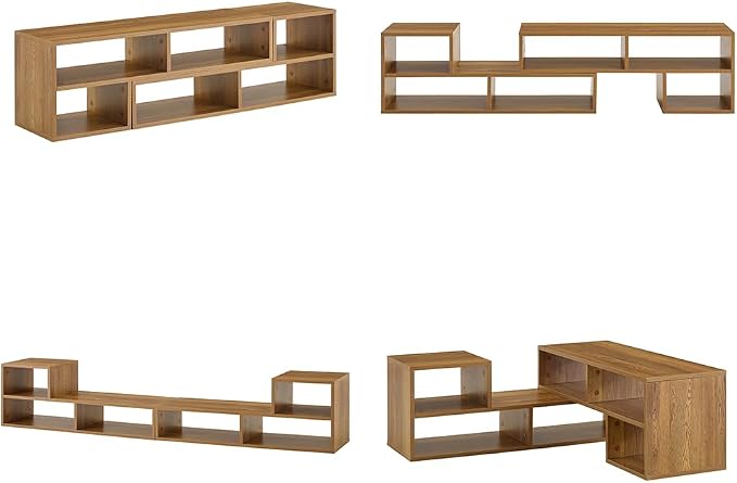 L-Shaped TV Stand for TVs up to 50''+, Modular TV Stand Dark Wood | Modern - Image 9