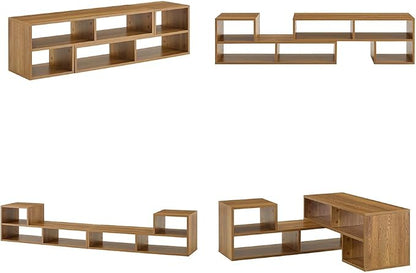 L-Shaped TV Stand for TVs up to 50''+, Modular TV Stand Dark Wood | Modern - Image 9