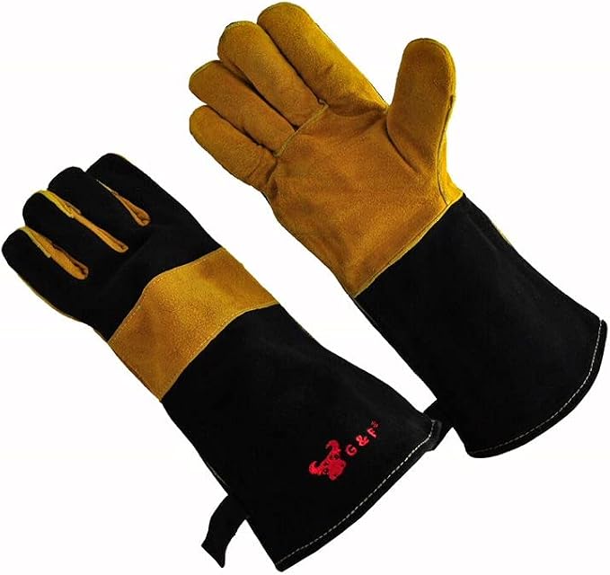 G & F Premium Leather BBQ Gloves, Heat & Fire Resistant, Suede Palm, Puncture & - Image 4