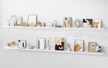 Floating Picture Ledge Shelves for Wall Set of 2, 95 Inches Picture Ledge Shelf by FunMemories