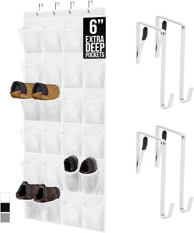GORILLA GRIP Over the Door Shoe Organizer, 24 Extra Large Breathable Mesh by GorillaGrip