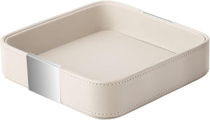 SANZIE Luxury Leather Desktop Storage Small Catchall Organizer Decorative Tray by SANZIE