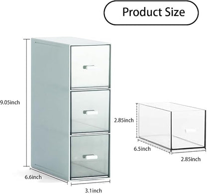 Desk Drawer Organizer with 3 Drawers, Plastic Clear Tea Bag Organizer, - Image 3