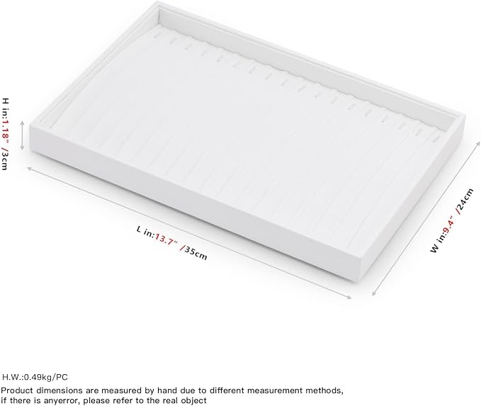 Oirlv Premium White Leather Stackable Jewelry Tray 18 Gird Necklace Bracelet - Image 9