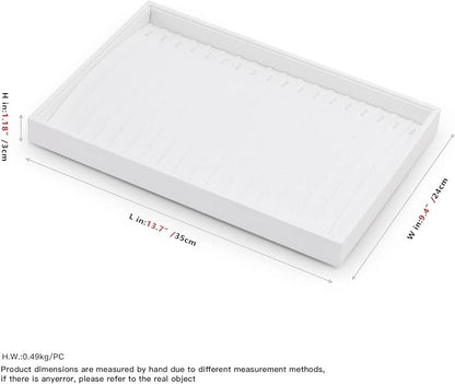 Oirlv Premium White Leather Stackable Jewelry Tray 18 Gird Necklace Bracelet - Image 9