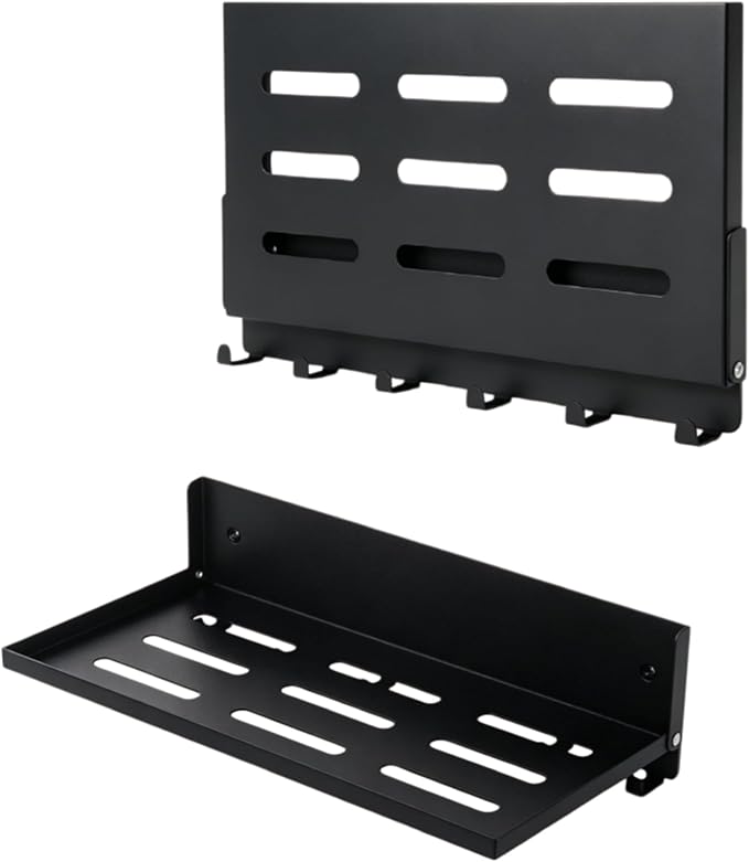Small Folding Metal Shelf with Hooks, Fold-up Wall Shelf, 6 Hooks, Drop Down by OPSELU