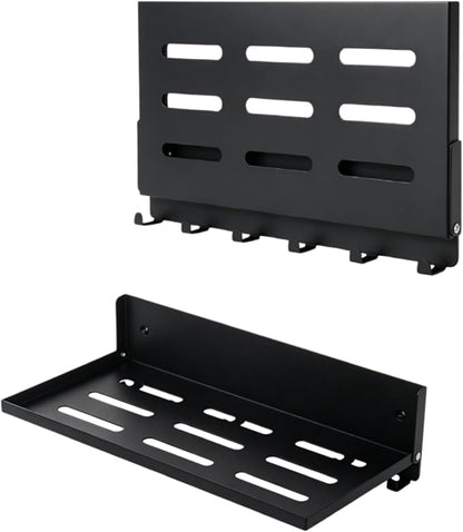 Small Folding Metal Shelf with Hooks, Fold-up Wall Shelf, 6 Hooks, Drop Down by OPSELU
