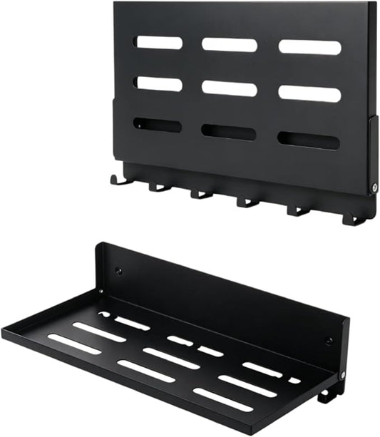 Small Folding Metal Shelf with Hooks, Fold-up Wall Shelf, 6 Hooks, Drop Down by OPSELU