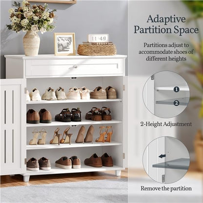 Yaheetech Shoe Cabinet, 4-Tier Shoe Storage Cabinet - Image 4