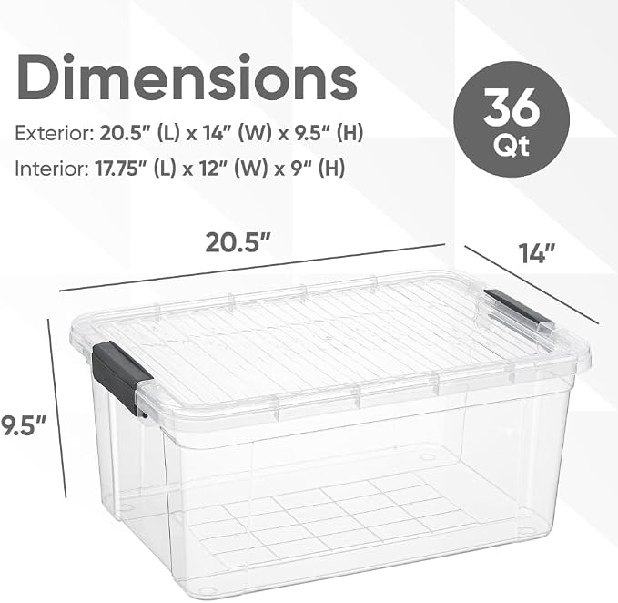 Superio Clear Storage Box with Lid, 36 Quart Plastic Container Bins - Image 2