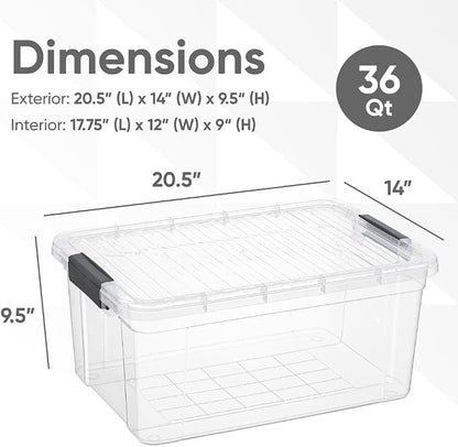 Superio Clear Storage Box with Lid, 36 Quart Plastic Container Bins - Image 2