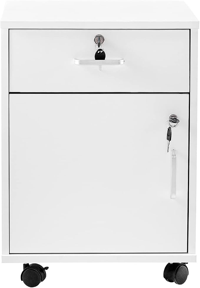 File Cabinet with Lock and Drawer, Mobile Under Desk Storage Cabinet with 360° - Image 9