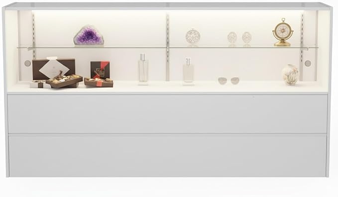WISDOMFUR 5ft White Display Showcase Cabinet - Image 2