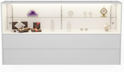 WISDOMFUR 5ft White Display Showcase Cabinet - Image 2