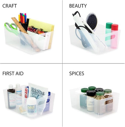 Isaac Jacobs 5-Pack Medium Clear Storage Bin Set w/Cut-Out Handles, Plastic - Image 3