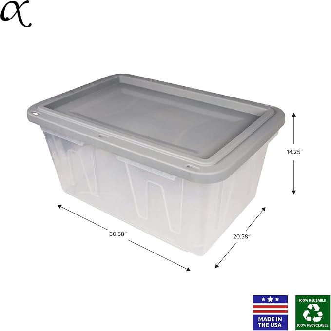 CX BLACK & YELLOW, 27-Gallon Heavy Duty Clear Storage Container & Snap-Tight Lid - Image 2