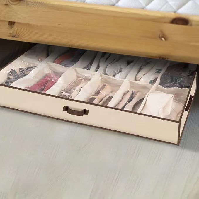 Men/Adults 12 Cells See Through Underbed Shoe Storage Bag Organizer - Image 5