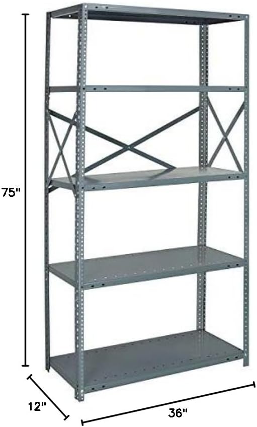 Quantum Storage Systems 75-1236-5 IRONMAN Solid Heavy Duty 5 Shelves 75" H x - Image 2