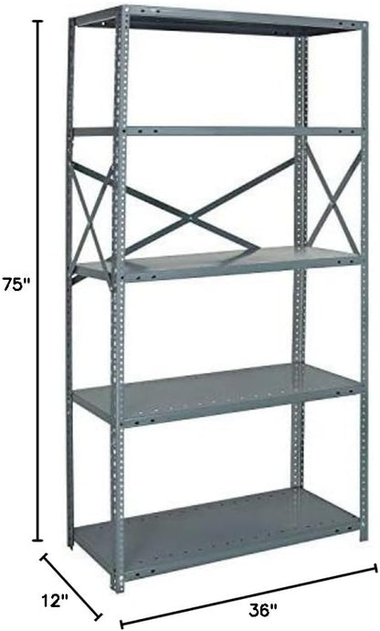 Quantum Storage Systems 75-1236-5 IRONMAN Solid Heavy Duty 5 Shelves 75" H x - Image 2