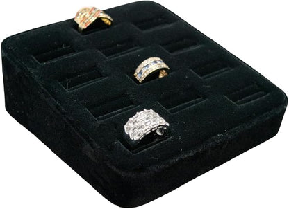 Novel Box 12-Slot Black Velvet Rings/Earrings/Cufflinks Holder Tray 5.75x5x2 by NovelBoxCompanyLtd