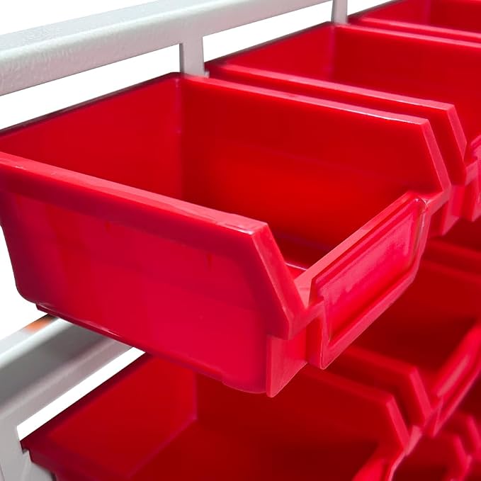 JZD Metal Bin Rack Storage Organizer System, Heavy Duty Steel Frame, 76 Plastic - Image 9