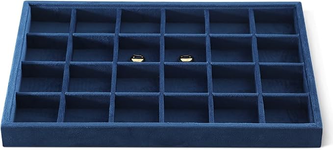 Velvet Stackable Jewelry Display Tray, 24 Grid Earring Ring Storage Tray by Dansmiy