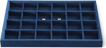 Velvet Stackable Jewelry Display Tray, 24 Grid Earring Ring Storage Tray by Dansmiy