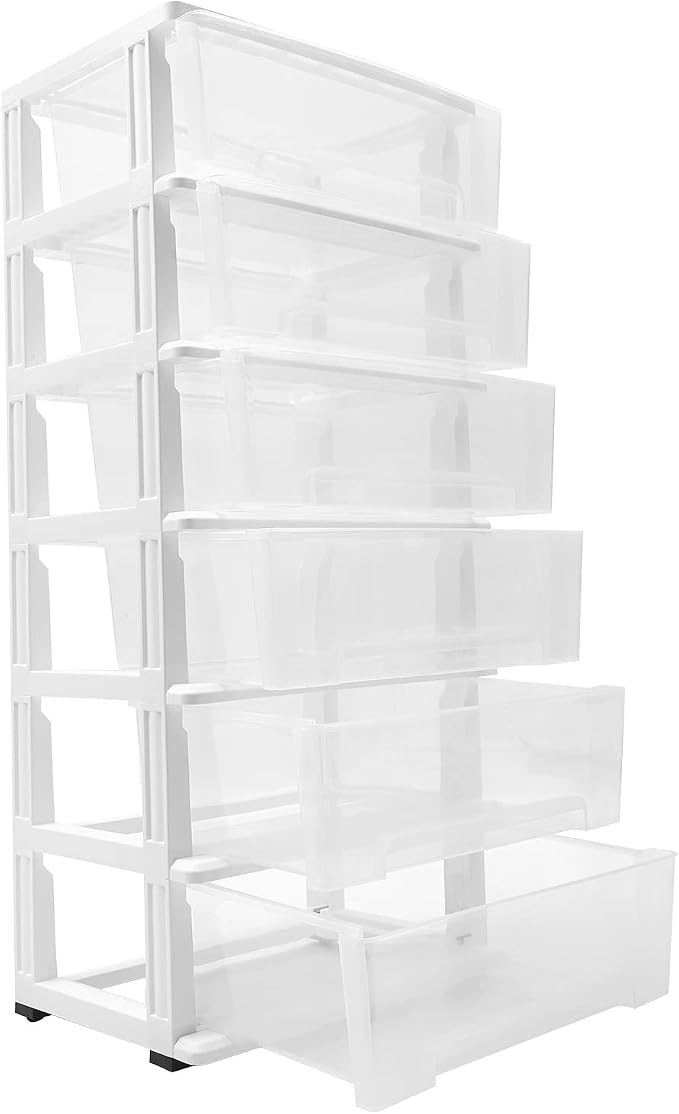 6 Clear Drawer Storage Organizer Rolling Cart, Home Organization Storage - Image 4