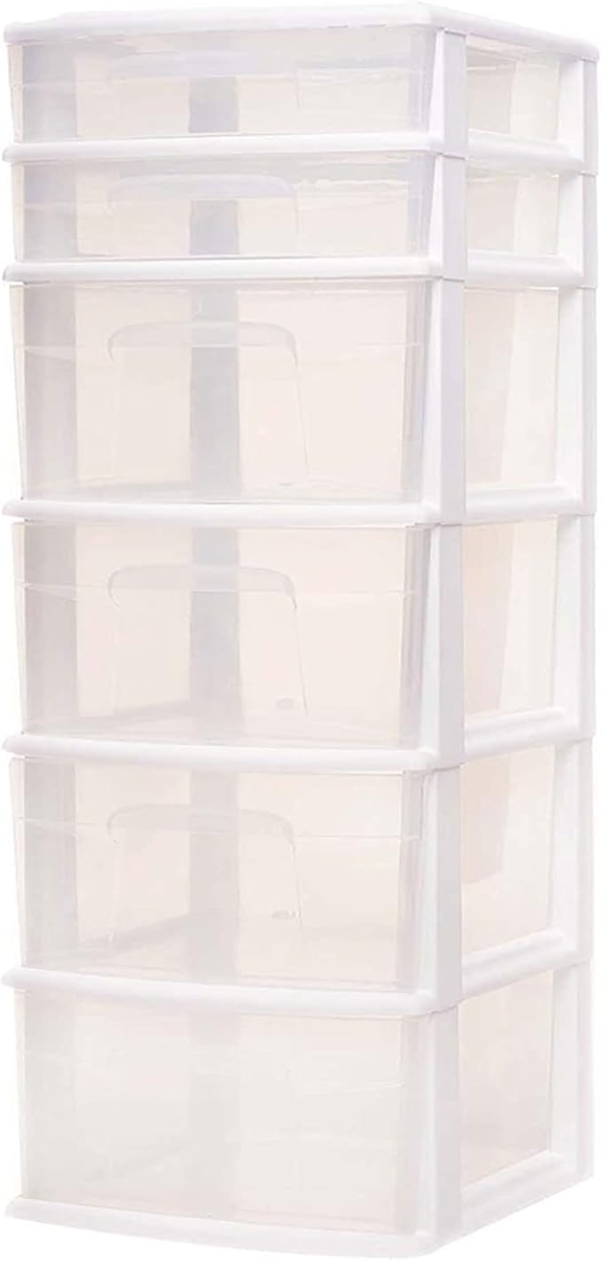HOMZ 2-Pack Drawer Tower, 6-Tier Clear Plastic Storage Organizer Cart, and - Image 6