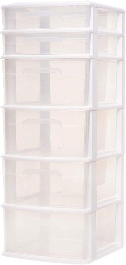 HOMZ 2-Pack Drawer Tower, 6-Tier Clear Plastic Storage Organizer Cart, and - Image 6