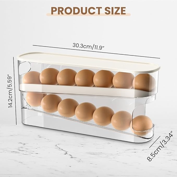 Auto Rolling Egg Holder for Fridge, Egg Dispenser/Organizer/Storage/Container - Image 2