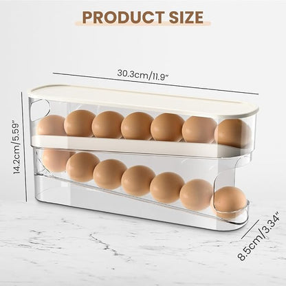 Auto Rolling Egg Holder for Fridge, Egg Dispenser/Organizer/Storage/Container - Image 2