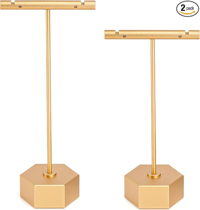 Metal Earring Stand Display Hexagon Base Earring T Bar Display Necklace by JimDisplay