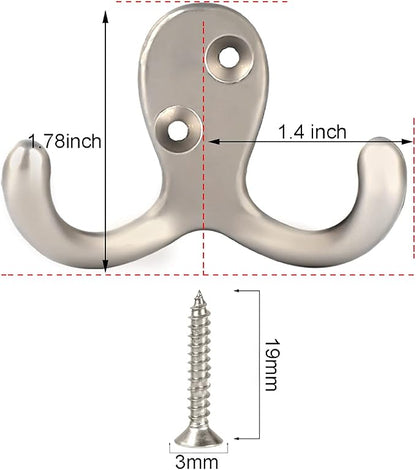 IBosins 28 Pack Heavy Duty Double Prong Coat Hooks Wall Mounted - Image 2