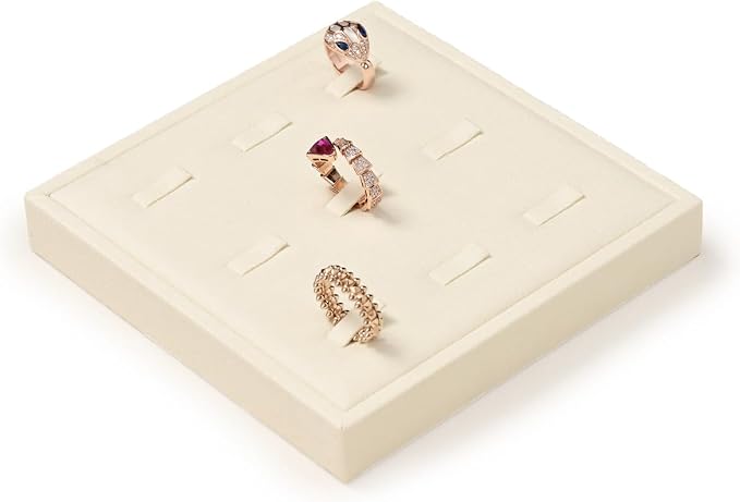 Oirlv Microfiber 9 Slots Jewelry Ring Display Tray Ring Display Organizer Tray - Image 6
