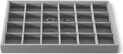 Velvet Stackable Jewelry Display Tray, 24 Grid Earring Ring Storage Tray by Dansmiy