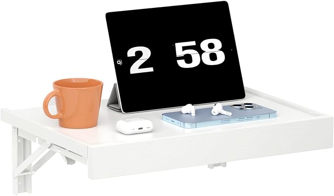 TEAMIX Wall Mounted Folding Bedside Shelf, 16.5''x12'' Space Saving Bed Side by TEAMIX