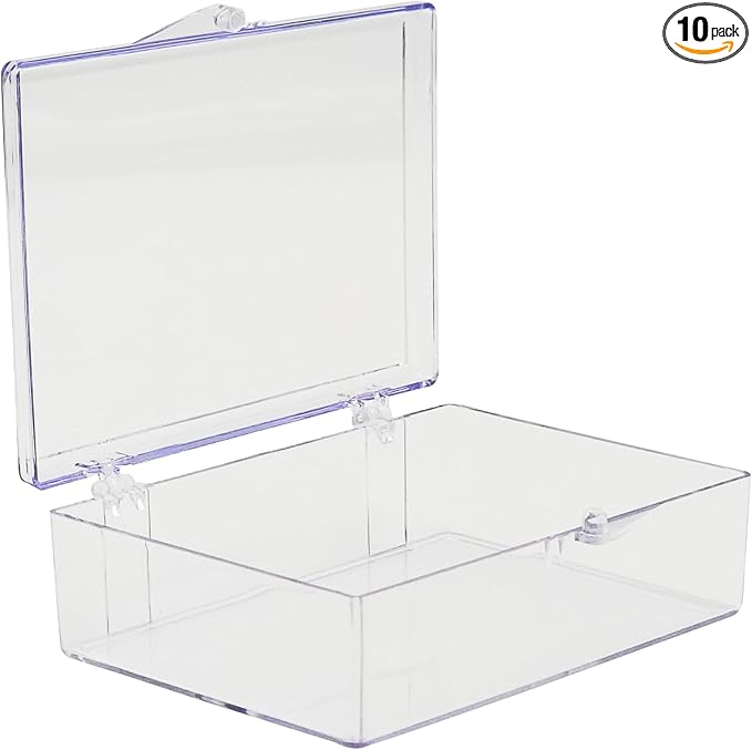 10-Pack Clear Hinged Plastic Containers, Keepsake Storage Boxes, 3 1/2" L x 2 by GaryPlasticPackaging