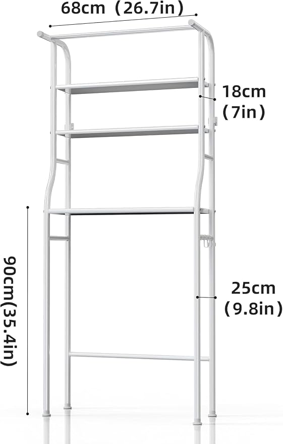 Over The Washer and Dryer Storage Shelf, 3 Tier Laundry Room Metal Drying Rack - Image 3