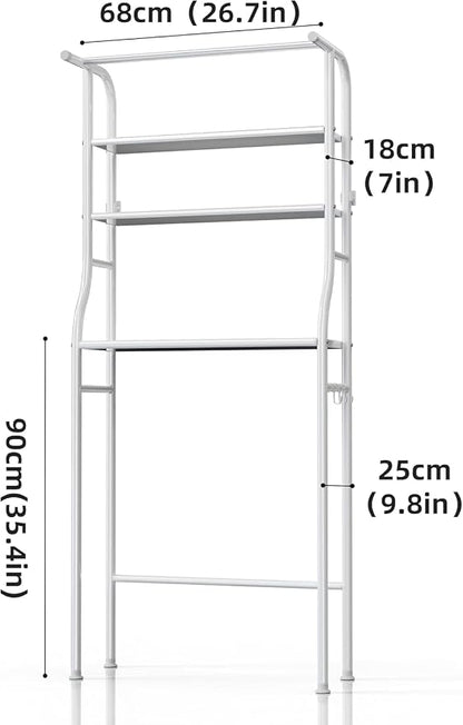 Over The Washer and Dryer Storage Shelf, 3 Tier Laundry Room Metal Drying Rack - Image 3
