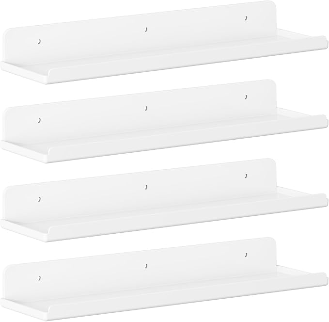 Lifewit Floating Shelves for Wall, 4 Pack White Acrylic Shelf 15" Room Decor by Lifewit