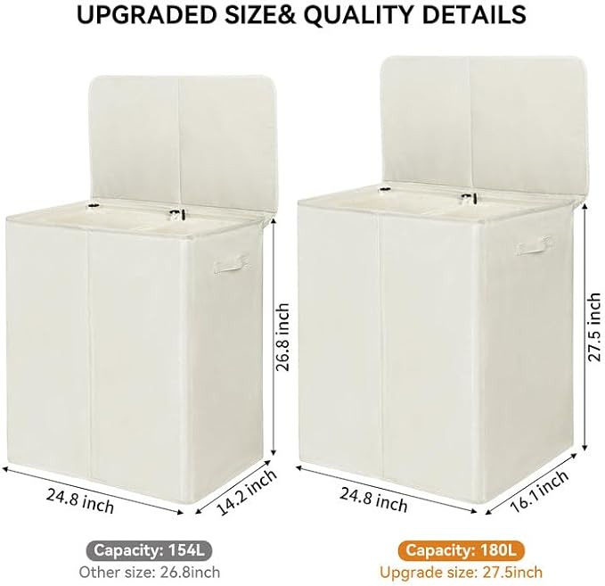WOWLIVE 180L Double Laundry Hamper - Image 2