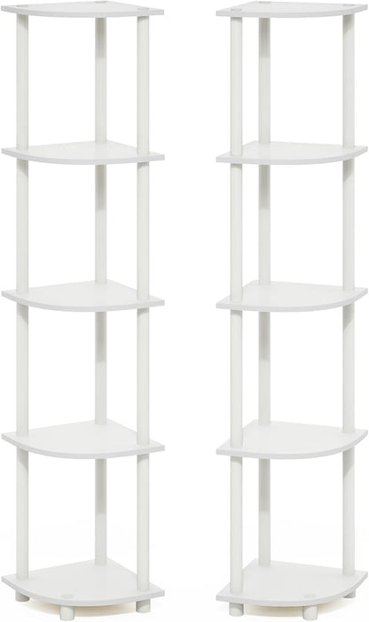 Furinno Turn-N-Tube Corner Shelf Set of 2, 5-Tier Corner Bookshelf, Open - Image 8