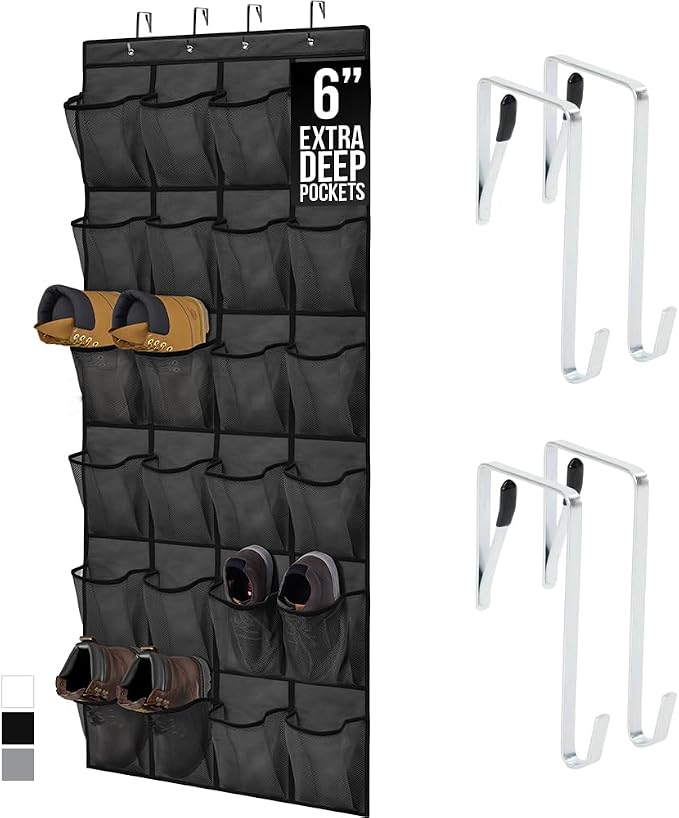 GORILLA GRIP Over the Door Shoe Organizer, 24 Extra Large Breathable Mesh by GorillaGrip