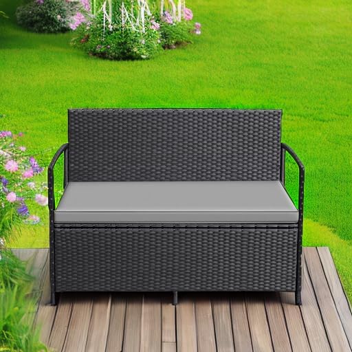 Greesum Patio Loveseat PE Rattan Wicker Outdoor Furniture - Image 5