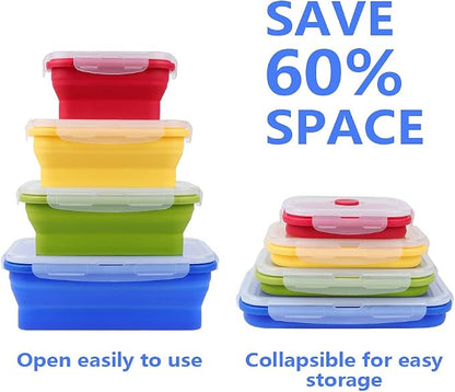 Set of 4 Collapsible Foldable Silicone Food Storage Container, Leftover Meal Box - Image 3