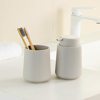 YAUKPH Beige Striped Toothbrush Holder - Image 6